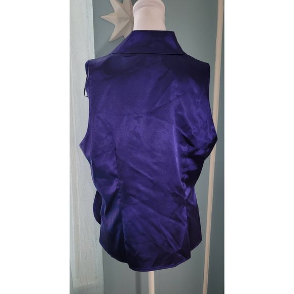 Metaphor Top Wrap Style Blouse Women's XL Purple Sleeveless Plunging Surplice Ne - Picture 3 of 13